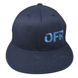 210 Fitted Baseball Cap Blue 7 1/4 OFR Office Furniture Resources Flat Brim Hat